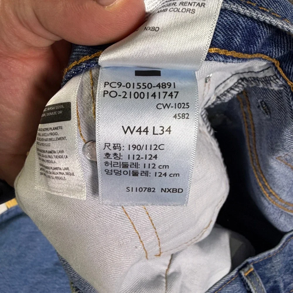 Levis Jeans Mens 44x34 (Fits 42x33) 550 Relaxed Fit Tapered Blue Denim EUC